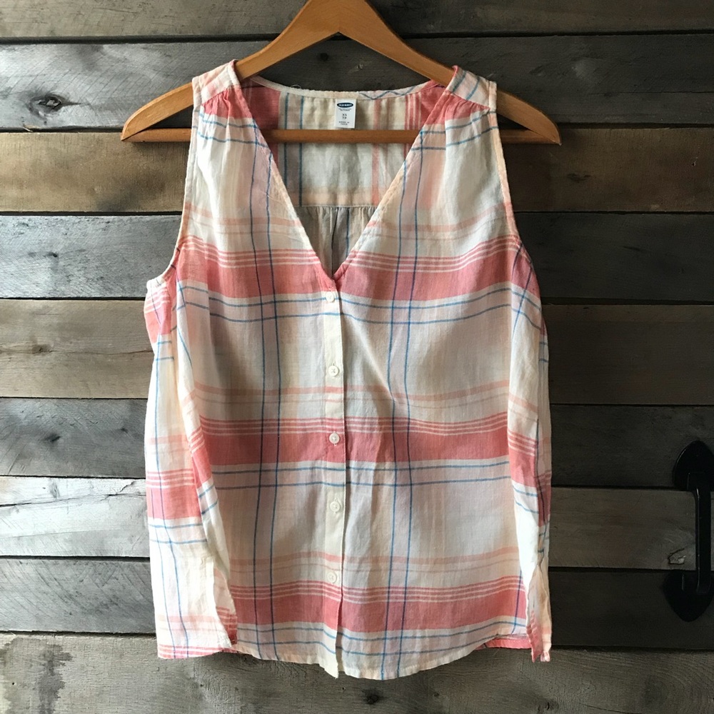 Button down swing plaid tank top